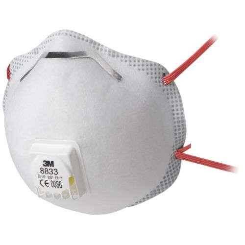 Boîte de 10 masques respiratoires coques jetables série 8833 FFP3 RD avec soupape blanc - 3M - 7100057145 pas cher Principale L