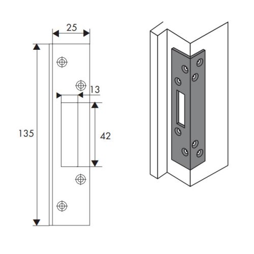 Gâche équerre 49E pour porte poussante finition brute ISEO 9702049E photo du produit