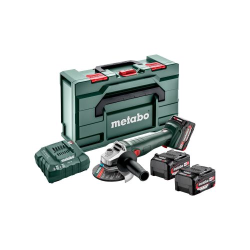 Meuleuse d'angle 18 V W 18 L 9-125 Quick Set + 3 batteries Li-Power 4 Ah + chargeur ASC 55 + METABOX165l METABO 602249960 photo du produit