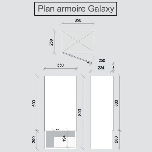 Armoire de salle de bain à suspendre réversible GALAXY Cambrian oak - CUISIBANE - ARM-GALA35CO+C pas cher Secondaire 1 L