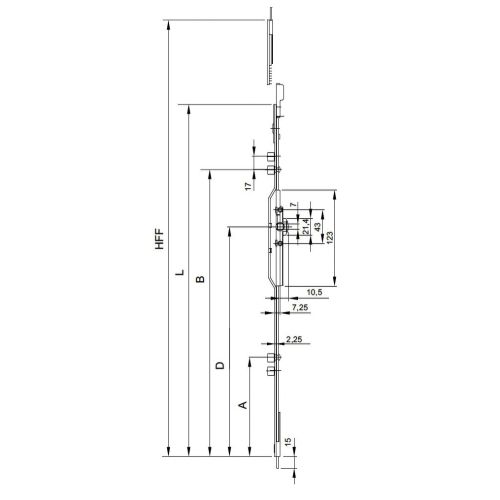 Crémone F7,5 ajustable longueur 329 mm côte D 155 mm FERCO G-20461-01-0-1 photo du produit Secondaire 1 L