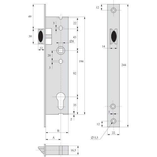 Serrure 1 point rappel à clé 45 mm - STREMLER - 2241.45.0 pas cher Secondaire 1 L