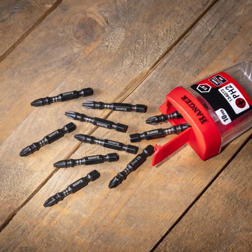 Boite de 10 embouts impact 1/4'' cruciforme PH2 longueur 50mm - HANGER - 134073 pas cher Secondaire 5 L