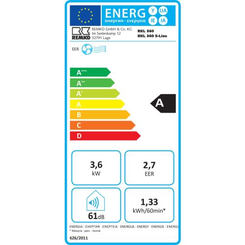 CLIMATISEUR MONOBLOC REMKO RKL 360 ECO 3,5 KW BLANC - REMKO - 1616360 pas cher Secondaire 1 L