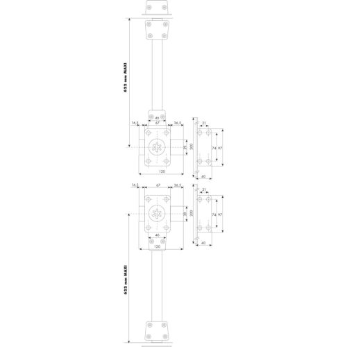Verrou 4 points Cavith A2P* &agrave; double entr&eacute;e droit - ISEO - 1453N001.5 pas cher Secondaire 1 L