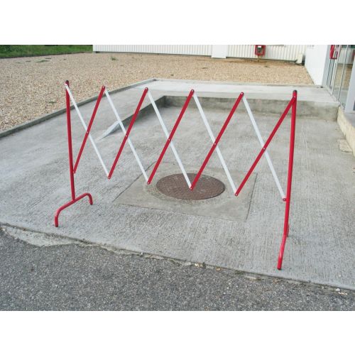 Barrière de chantier extensible en acier rouge/blanc 2,3m - VISO - BAR001RB pas cher Secondaire 1 L