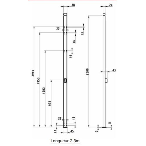 Crémone en applique 344 à cylindre européen 2300 Argent ASSA ABLOY 070044 photo du produit Secondaire 1 L