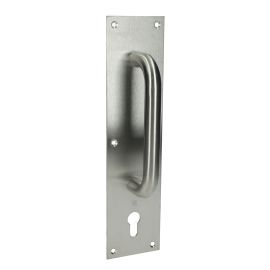 Poignée sur plaque tirage clé I inox brossé - HERACLES - B-INOX-PT902 pas cher Principale M