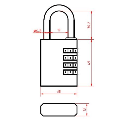 Cadenas à combinaison COMBO C40X4 Héraclès I-CAD-C40X4 photo du produit Secondaire 1 L