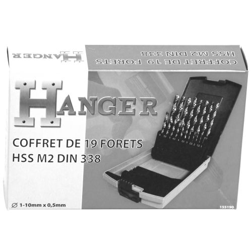 Coffret de 19 forets métaux HSS taillés meulés - HANGER - 155190 pas cher Secondaire 4 L