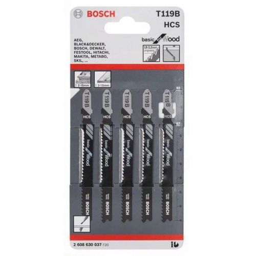 5 lames pour scie sauteuse Basic for Wood T119B BOSCH 2608630037 photo du produit Secondaire 1 L