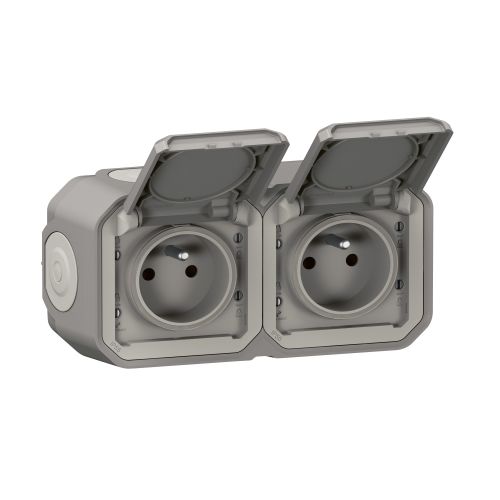 Double prise de court PLEXO 2 x 2P+T horizontal en saillie (boite de 5) LEGRAND 069768L photo du produit