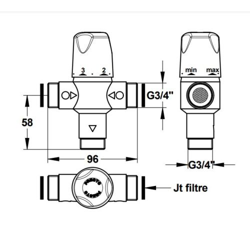 Régulateur thermostatique à entrées droite et gauche PRESTO 29002 photo du produit Secondaire 1 L
