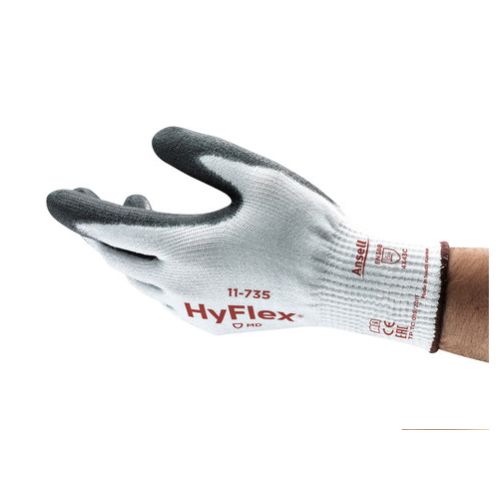 Gants tricotés HYFLEX 11735 enduit polyuréthane blanc/noir T10 ANSELL 11735T10 photo du produit