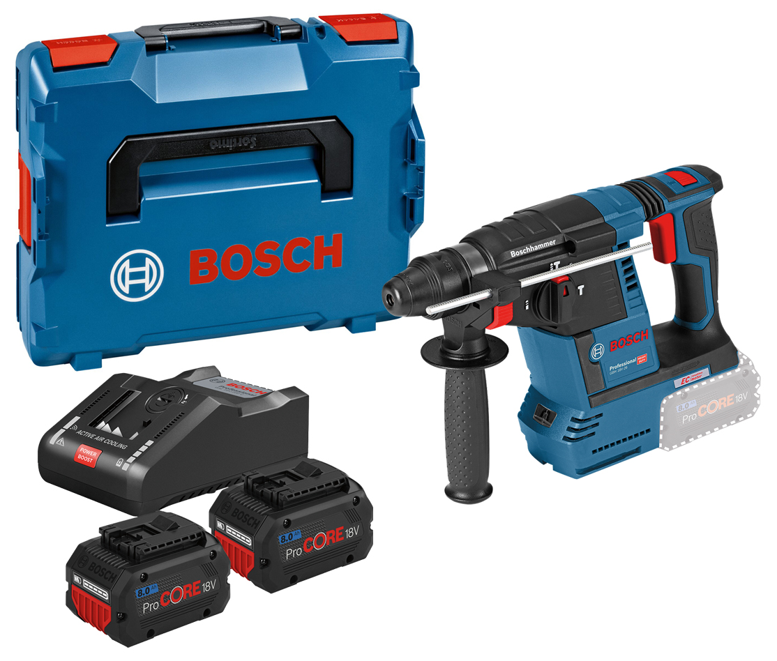 BOSCH Perforateur SDS sansfil  GBH 18V26 18 V 2 batteries Procore 8Ah chargeur LBOXX