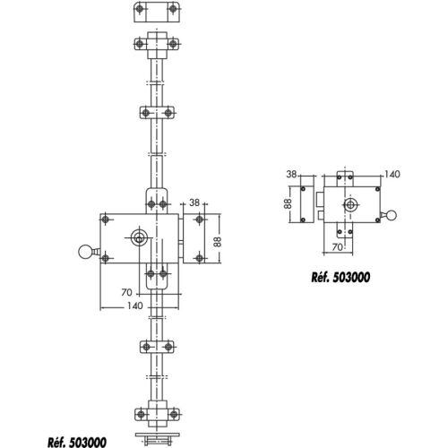 Serrure 3 points A2P** 4000S OMEGA horizontale tirant cylindre 45 mm gauche - JPM - 5038K0-46-2AFB pas cher Secondaire 2 L