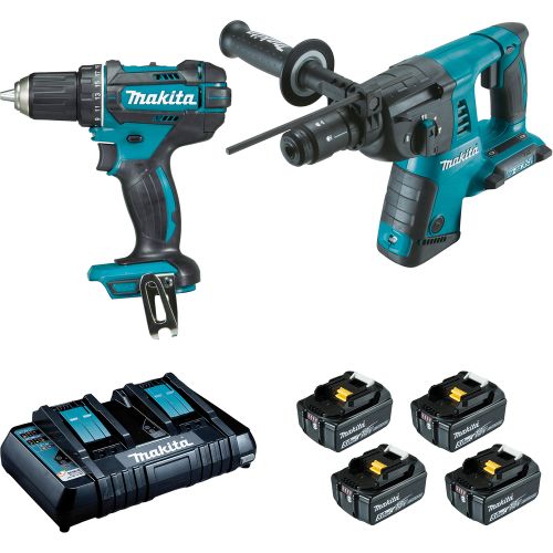 Pack de 2 outils LXT 18 V (DDF482 + DHR264) + 4 batteries 5 Ah + chargeur MAKITA DLX2138PTJ photo du produit