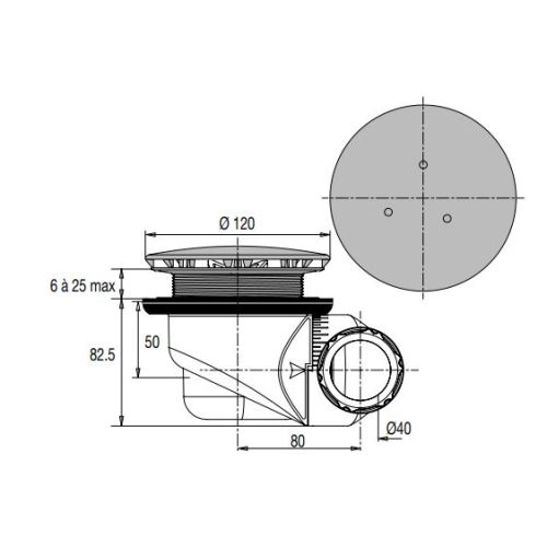 Bonde de douche 90 mm - sortie orientable à 180° - La goulue VALENTIN