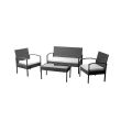 Salon de jardin acier noir LUZ 2 chaises 1 banc et 1 table - TE11-SOFA pas cher