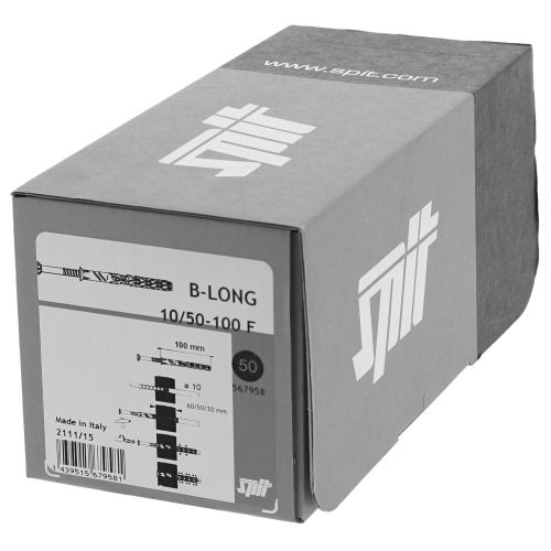 Cheville longue nylon universelle B-LONG XTREM t&ecirc;te frais&eacute;e 10x160/110F bo&icirc;te de 50 - SPIT - 567961 pas cher Secondaire 5 L