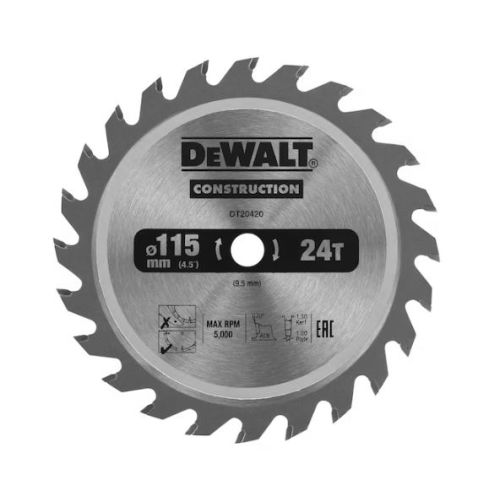 Lame de scie circulaire sans fil 24 dents 115x9,5mm - DEWALT - DT20420-QZ pas cher Secondaire 1 L