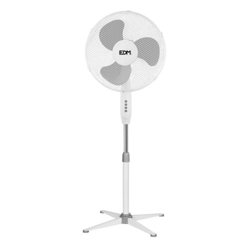Ventilateur sur pied 45W blanc D.40cm hauteur réglable 105-125cm - EDM - 33500 pas cher