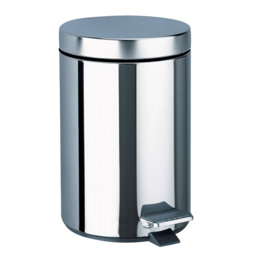 Poubelle à pédale 3L rond inox poli brillant pour salle de bain DELABIE 449 photo du produit Principale L