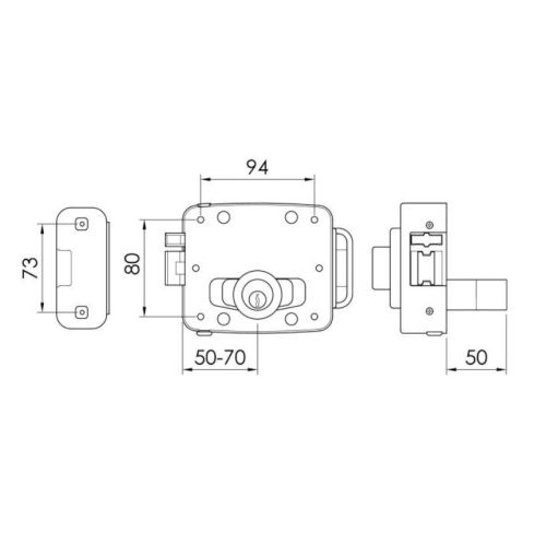 Serrure &eacute;lectrique Oltre cylindre rond galvanis&eacute; - DOM - NAP7001002 pas cher Secondaire 1 L