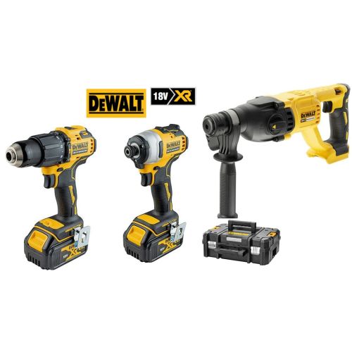 Pack de 3 outils 18V (DCD709 + DCF809 + DCH133) + 2 batteries 4Ah + chargeur + TSTAK - DEWALT photo du produit