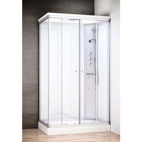 Cabine de douche hydromassante SILVER HYDRO 140x90 droite blanc - THALASSOR - SRMB1490D pas cher