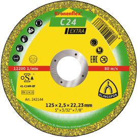 Disque &agrave; tron&ccedil;onner mat&eacute;riaux KRONENFLEX C 24 Extra plat 125 x 2,5 x 22,23 mm KLINGSPORT 242144 photo du produit Principale M