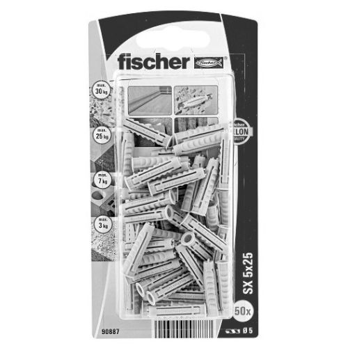 Chevilles nylon avec collerette SX 5X25 boîte de 50 - FISCHER - 26344 pas cher Secondaire 4 L