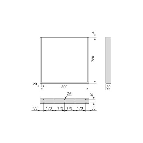 Set 2 pieds rectangulaire Square 800 x 720 mm acier finition noir EMUCA 2040114 photo du produit Secondaire 3 L