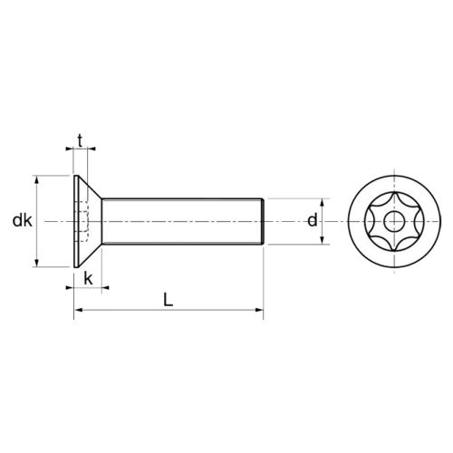 Vis à métaux tête fraisée Torx avec téton central A2 DIN 7991 3X6 boîte de 100 ACTON 628063X6 photo du produit Secondaire 3 L