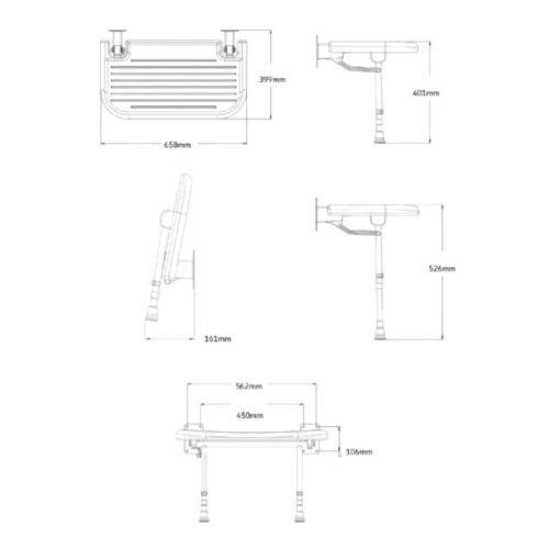 Banc de douche rembourr&eacute; rectangulaire gris AKW 04570P photo du produit Secondaire 1 L