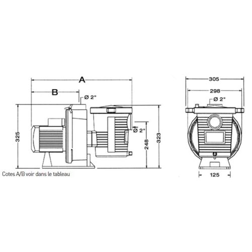 Pompe standard 1,5 cv monophasé ULTRAFLOW plus PENTAIR PAC-100-0104 photo du produit Secondaire 1 L