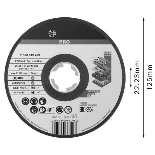 Disque à tronçonner X-LOCK multi-matériaux 125x1mm - BOSCH - 2608619269 pas cher Secondaire 1 L