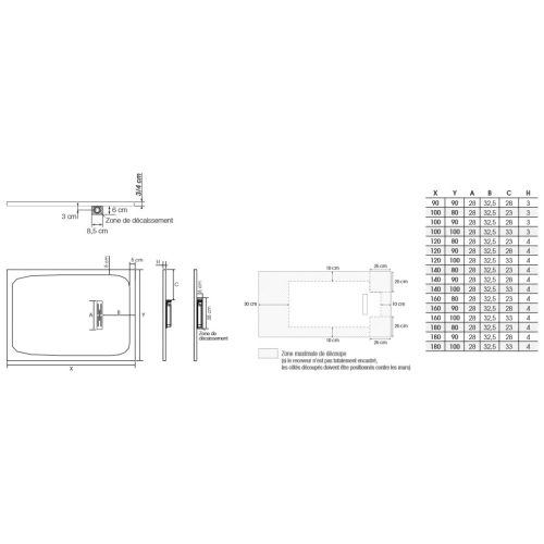 Receveur de douche recoupable KINEROCK 140x100 Moka bonde petit côté - KINEDO - RD959M pas cher Secondaire 3 L