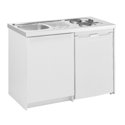 Meuble bas kitchenette 120cm CLASSIK 1 porte avec niche pour réfrigérateur - MODERNA - ABCE120D05 pas cher Secondaire 1 L