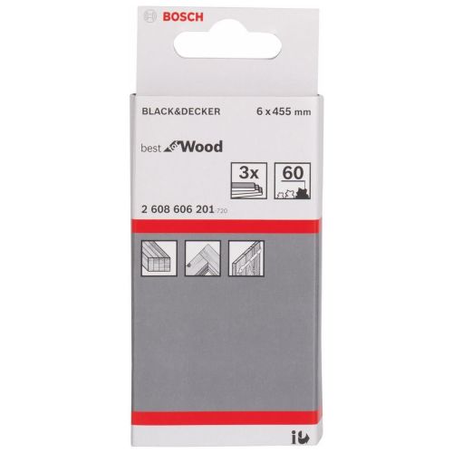 Boîte de 3 bandes abrasives Best for Wood 6 x 455 mm grain 60 - BOSCH - 2608606201 pas cher Secondaire 1 L