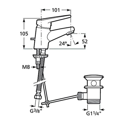 Mitigeur lavabo POLO avec vidage hostalène ROCA  WM311011Z000P02 photo du produit Secondaire 2 L