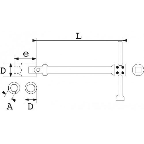 Clés à béquille à cardan 6 pans 3/8'' 21mm - SAM OUTILLAGE - 97-21 pas cher Secondaire 1 L