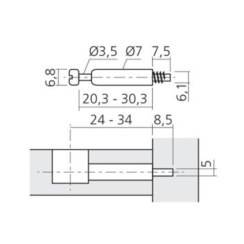 Boîte de 100 tourillons MINI15 filet M6 axe de perçage 24mm - LMC - TOU717924 pas cher Secondaire 1 L