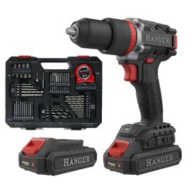 Perceuse-visseuse 18V Hanger DD18-60Z2+ 60 Nm + 2 batteries 2Ah + 1 chargeur + coffret 75 outils - 400120 photo du produit Principale M