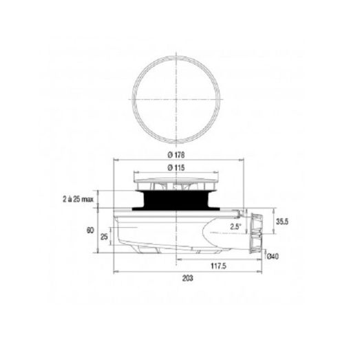 Bonde de douche Flush 44 pour receveur D 90 mm VALENTIN 57670000000 photo du produit Secondaire 2 L