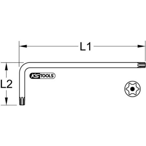 Clé mâle Torx courte en acier vanadium extra-fin T 6 KS TOOLS 151.2341 photo du produit Secondaire 1 L