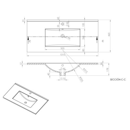 Meuble de salle de bain IDA 100cm simple vasque sans miroir 2 tiroirs blanc - COSYNEO - BOS2CIDA100BLAB pas cher Secondaire 6 L
