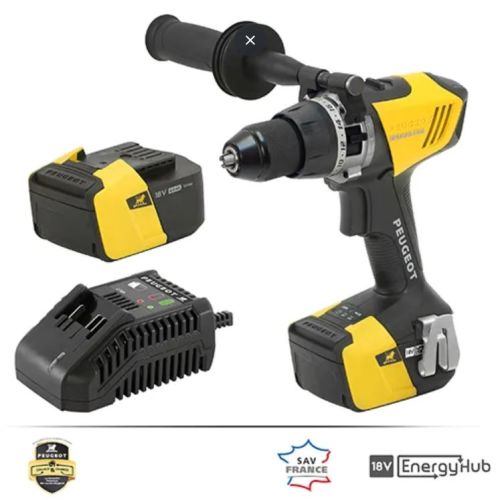 Perceuse à percussion 18 V EnergyDrill-18VPBL4 + 2 batteries 4 Ah + chargeur rapide + coffret PEUGEOT OUTILLAGE 250326 photo du produit Secondaire 1 L