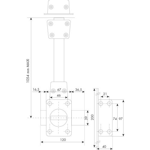 Verrou 2 points en applique Cavith 1420 à bouton cylindre de 45mm droit A2P* - ISEO - 1420N001.5 pas cher Secondaire 1 L