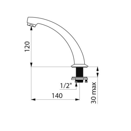 Bec fixe fondu L140 avec aerateur et brise-jet éco DELABIE 981142 photo du produit Secondaire 1 L